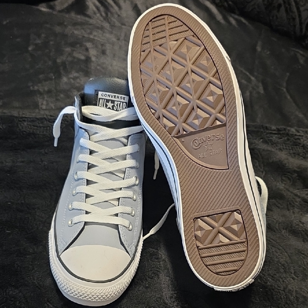 Converse High Top Sneakers in White with Black Trim - Picture 2 of 3